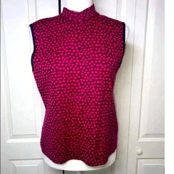 St. John SZ S Pink printed mock neck sweater - Picture 2 of 5